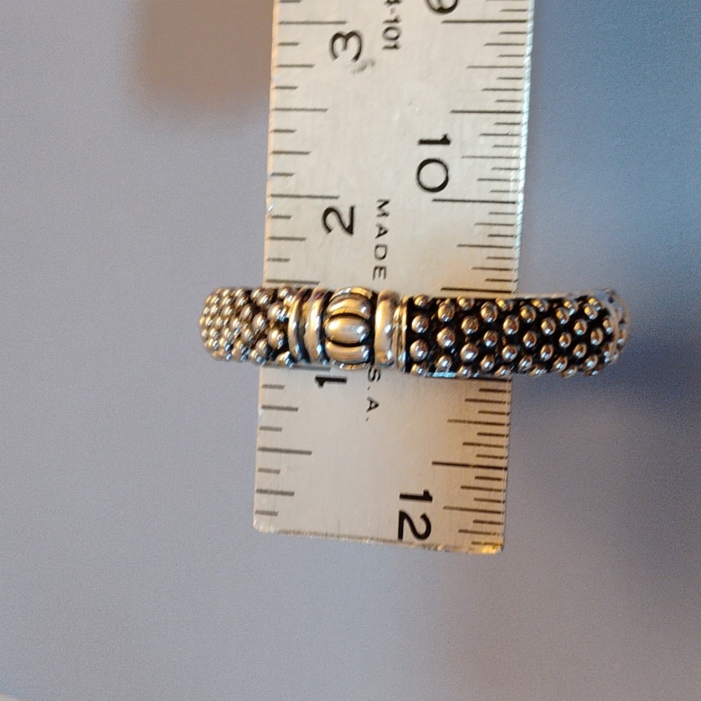 Stauer Silver and Black Stretch Bracelet Bali Bead New in Stauer Navy Blue Bag - Picture 5 of 5